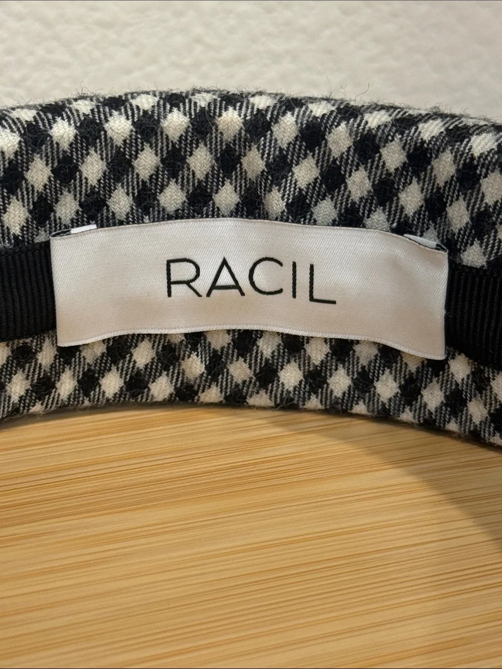 RACIL Black & White Gingham Puffed Headband